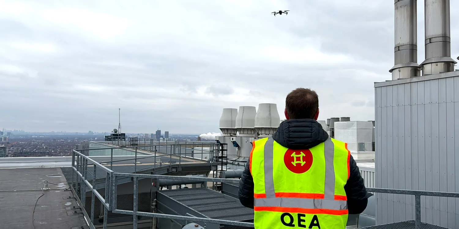 QEA Tech’s drone pilots and on-site sensors capture visual and thermal data to conduct energy audits.