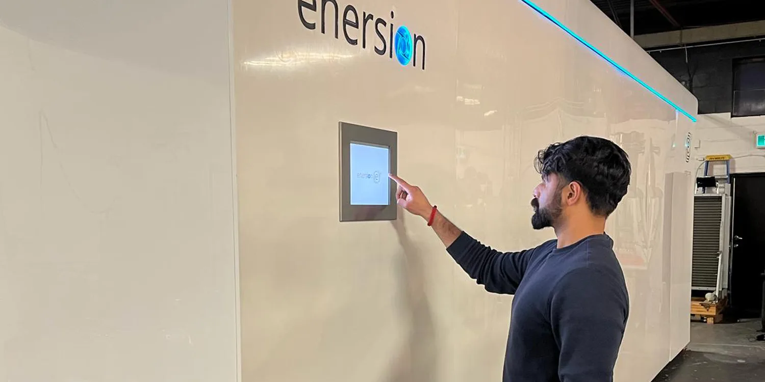 Enersion’s heating and cooling system uses up to 15 times less electricity than conventional devices.